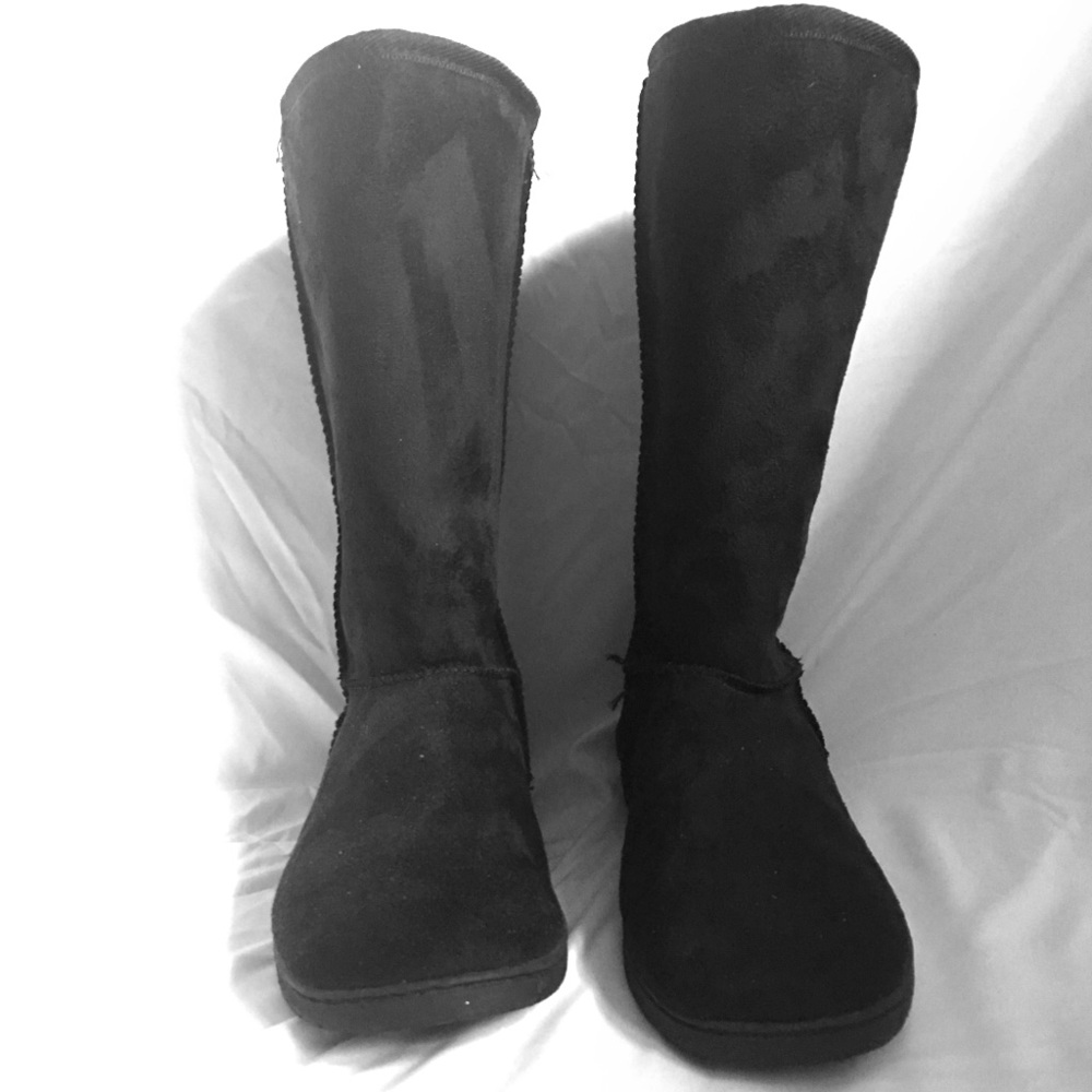 Dawgs Vegan Black “suede” fabric boots/slippers